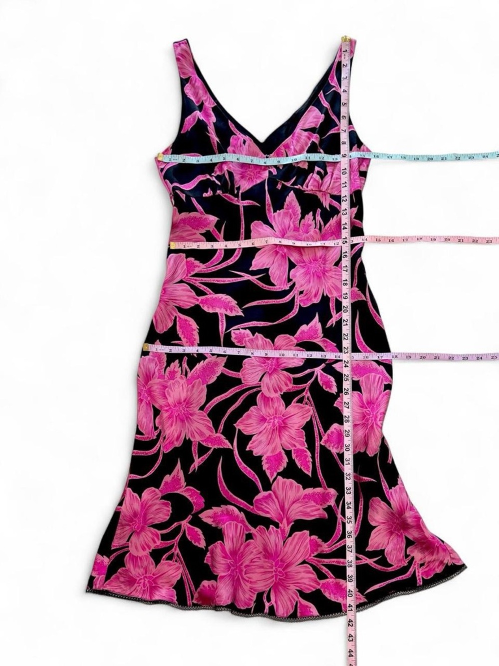 Sleeveless V-Neck Pink Floral Slip Dress - Picture 7 of 7